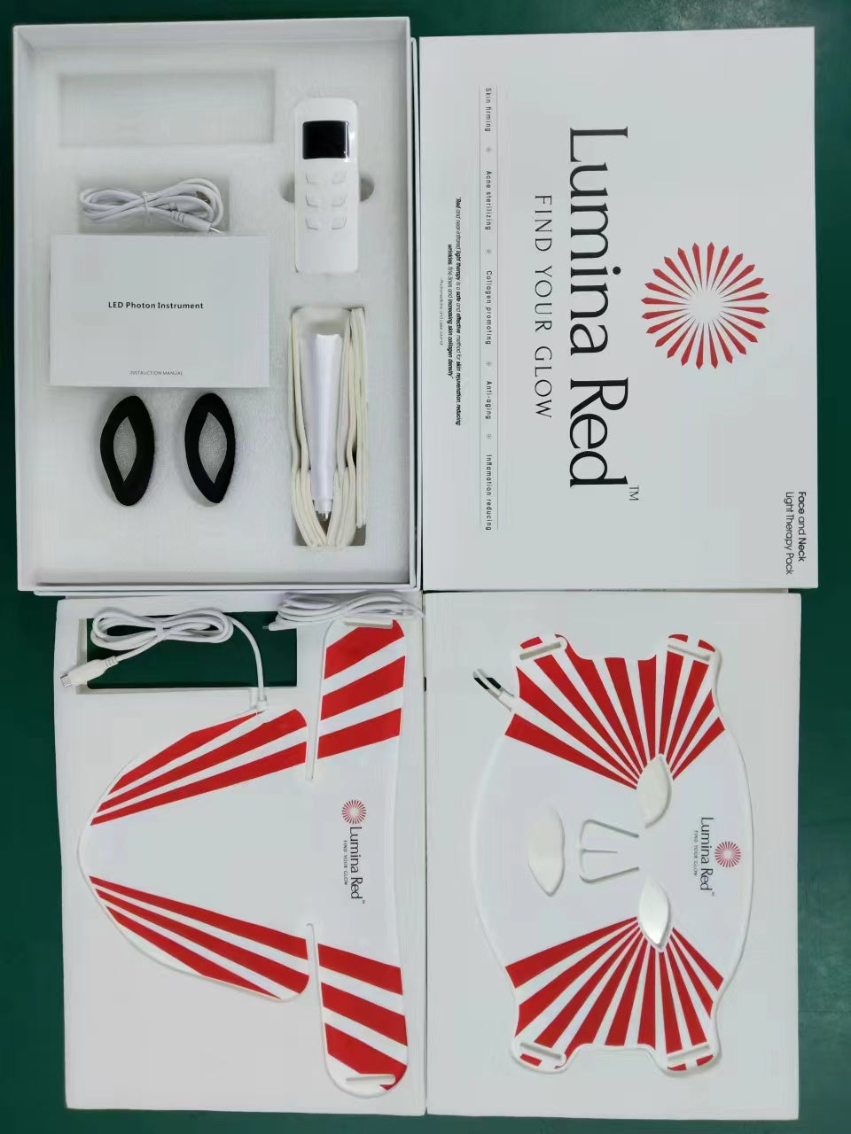 LED Silicone Mask Facial Neck Red Blue Light Household Skin Rejuvenation Mask